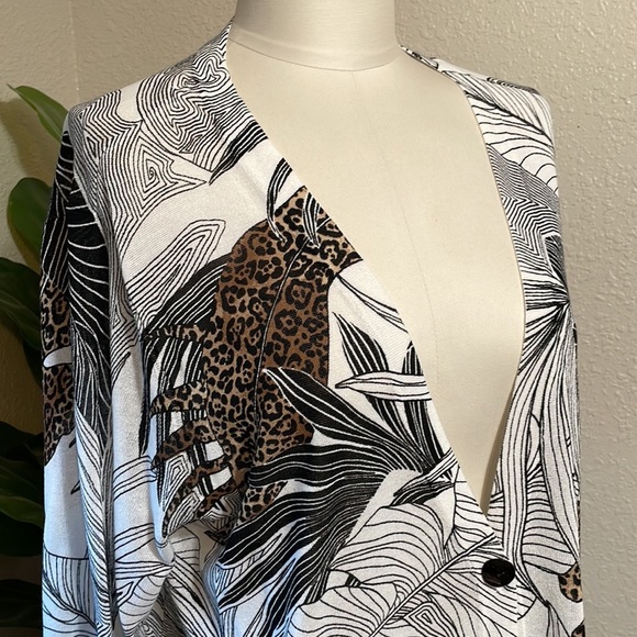 Chico's Sweaters - CHICO’S leaf print button cardigan